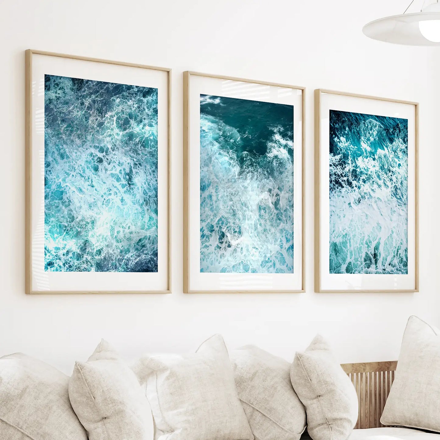 Minimalist Ocean Waves 3 Piece Canvas Wall Art Set