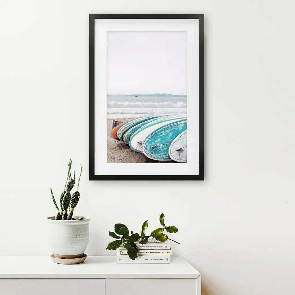 Colorful Surfboards Wall Art Print, Beach Surf Decor