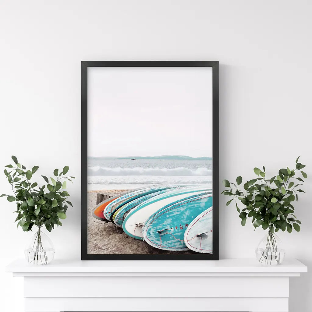 Colorful Surfboards Wall Art Print, Beach Surf Decor