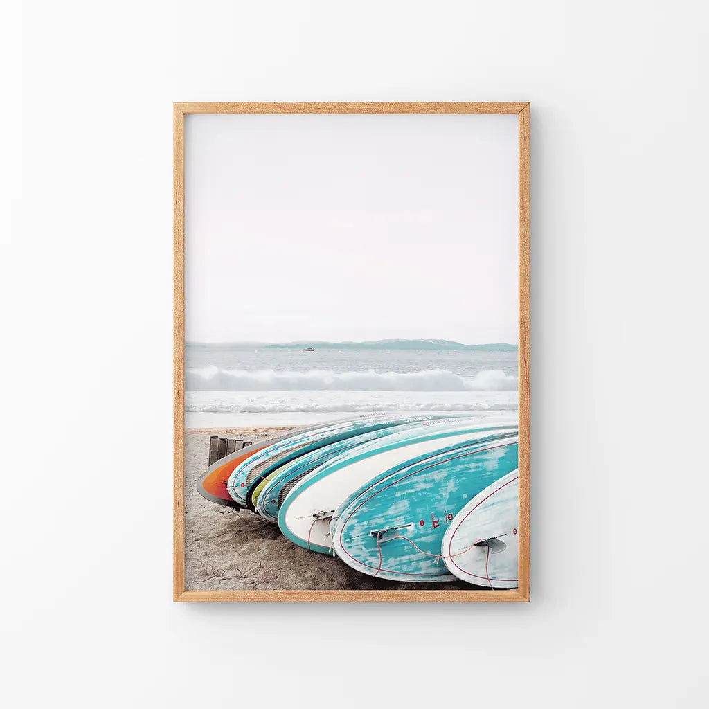 Colorful Surfboards Wall Art Print, Beach Surf Decor