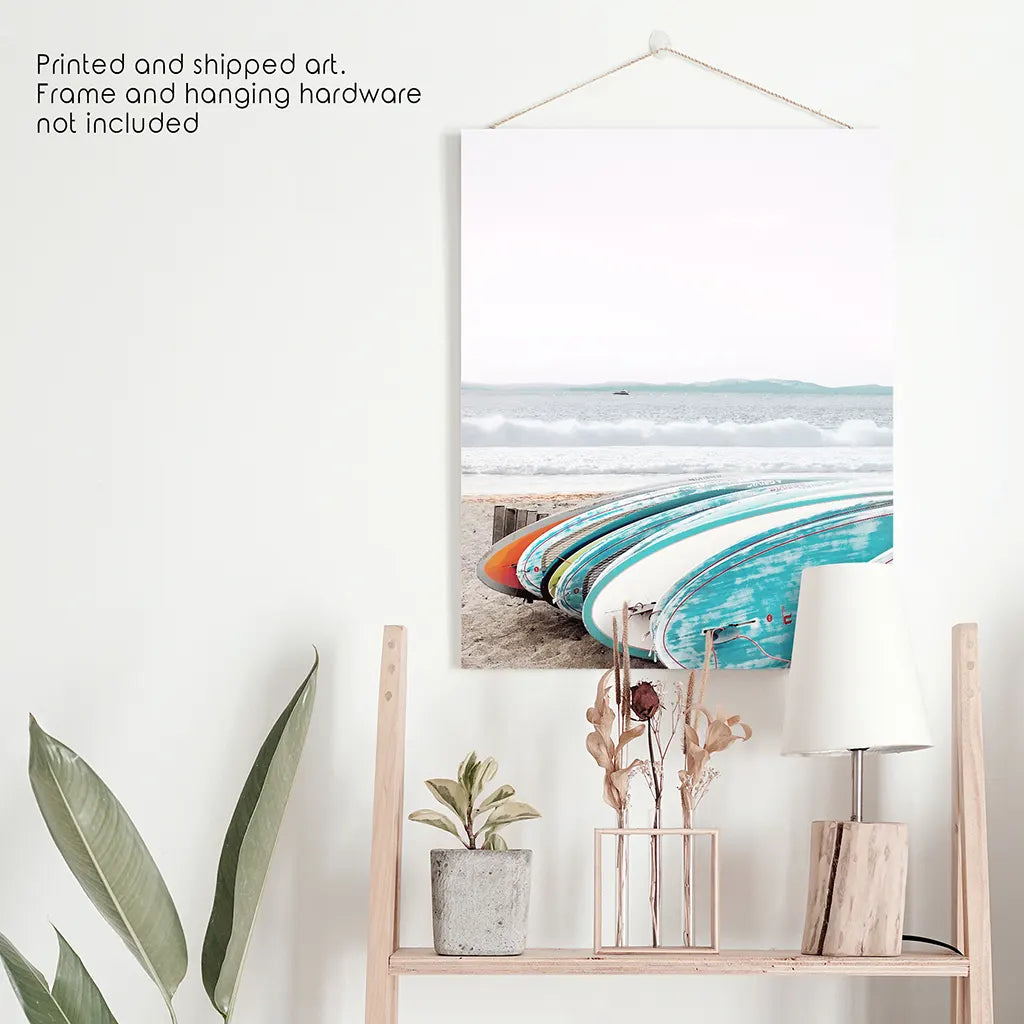 Colorful Surfboards Wall Art Print, Beach Surf Decor