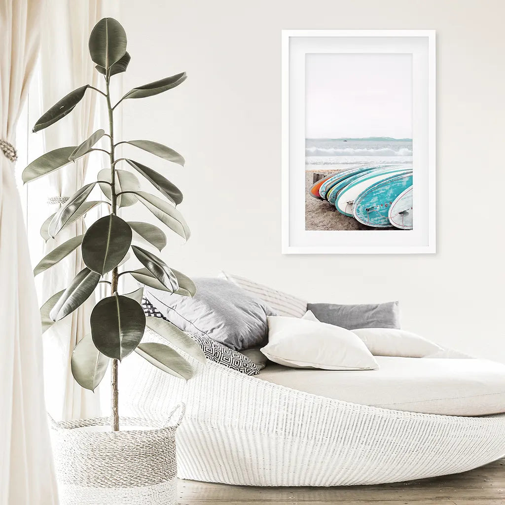 Colorful Surfboards Wall Art Print, Beach Surf Decor