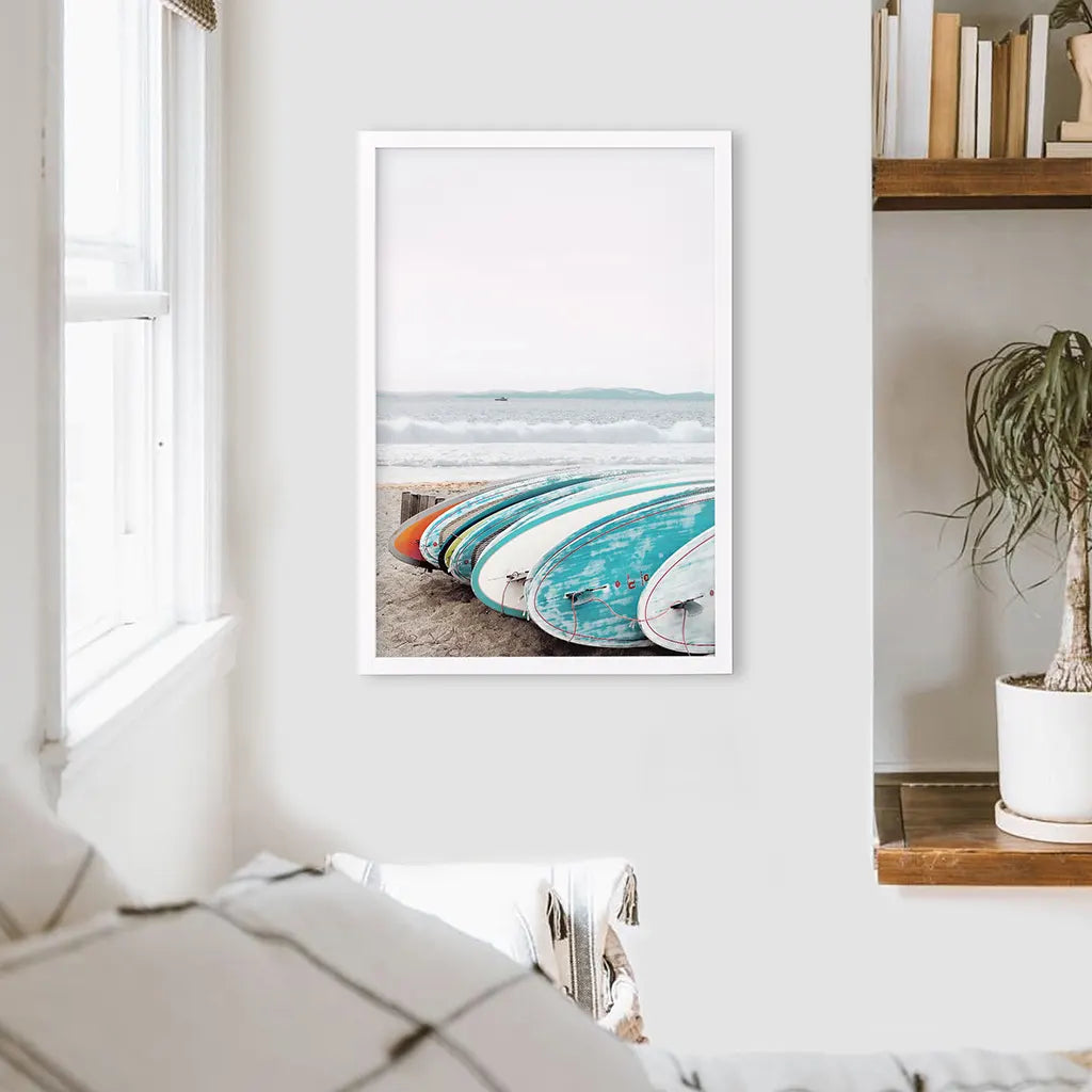 Colorful Surfboards Wall Art Print, Beach Surf Decor