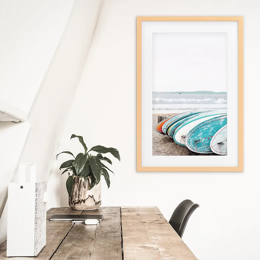 Colorful Surfboards Wall Art Print, Beach Surf Decor