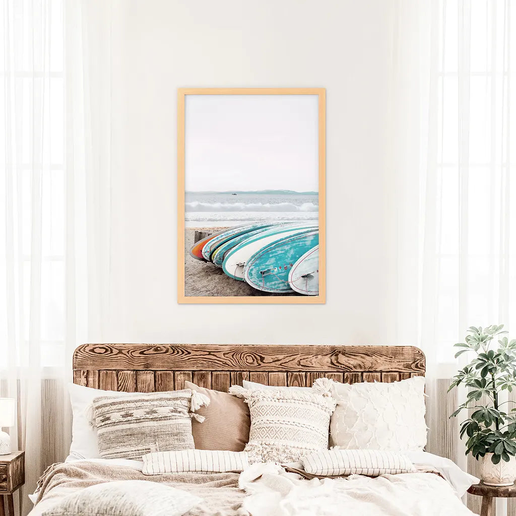 Colorful Surfboards Wall Art Print, Beach Surf Decor