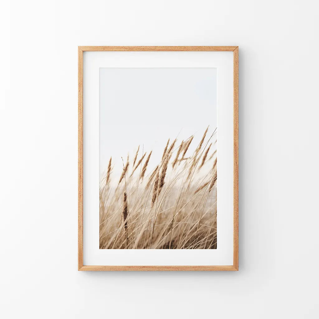 Bohemian pampas grass print neutral nature wall art