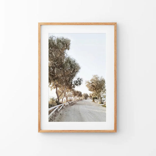 Modern coastal trees print in neutral tones California beach