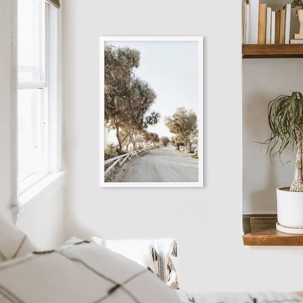 Modern Coastal Trees Print - Neutral Tones Wall Art