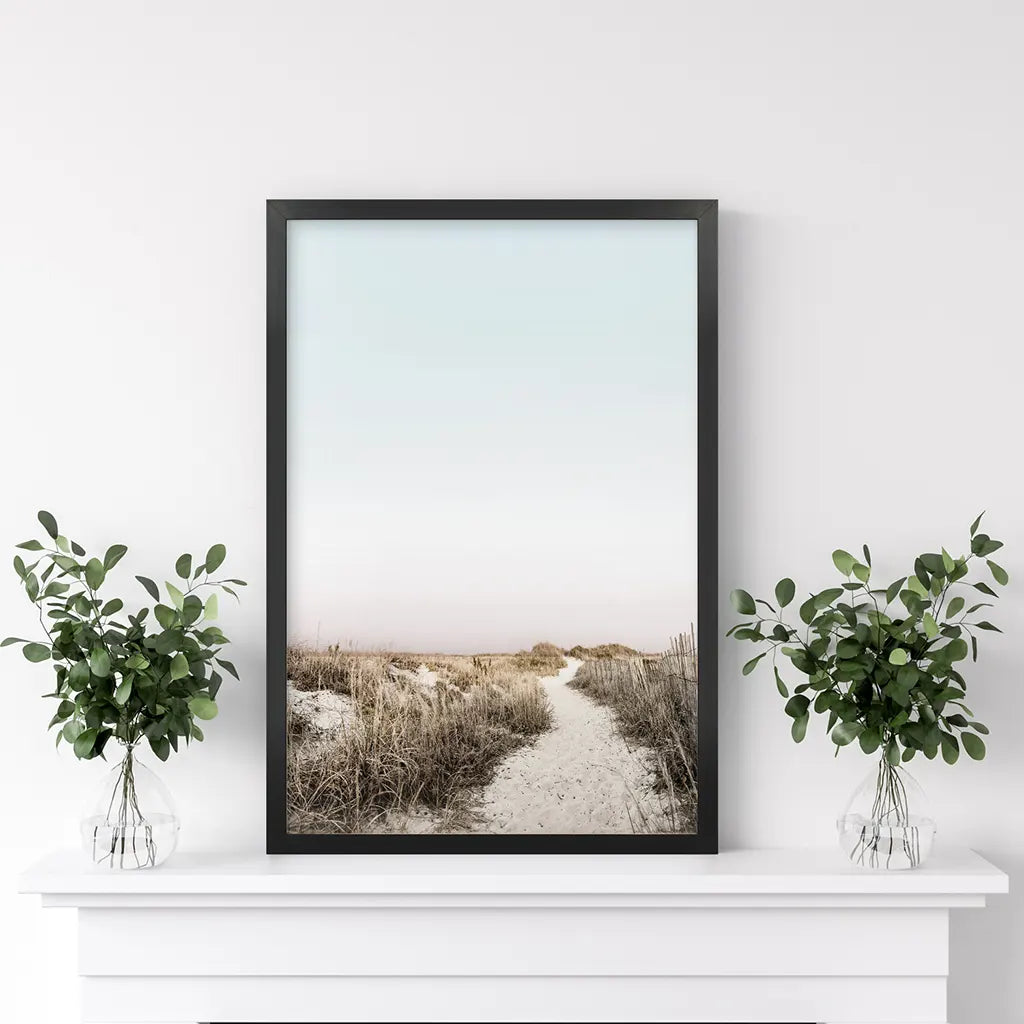 Boho Chic Beach Path Print - Sandy Trail and Dried Grass