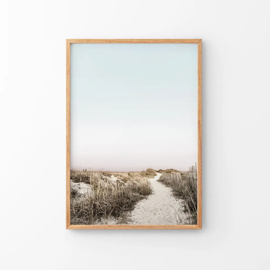 Boho Chic Beach Path Print - Sandy Trail and Dried Grass