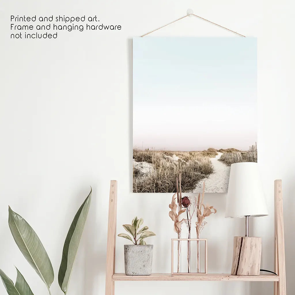 Boho Chic Beach Path Print - Sandy Trail and Dried Grass
