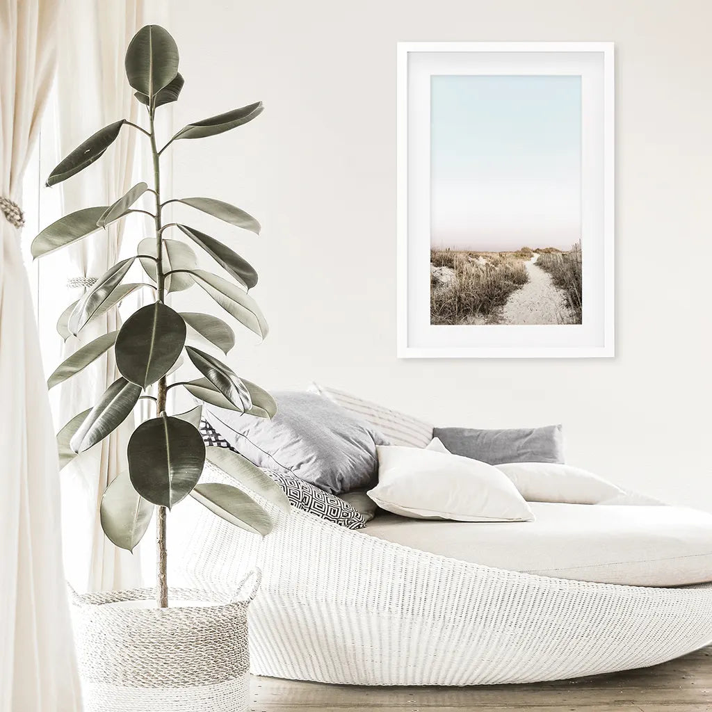 Boho Chic Beach Path Print - Sandy Trail and Dried Grass