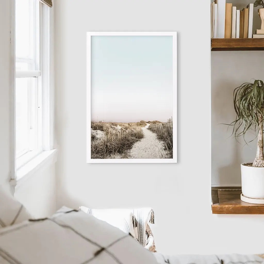 Boho Chic Beach Path Print - Sandy Trail and Dried Grass