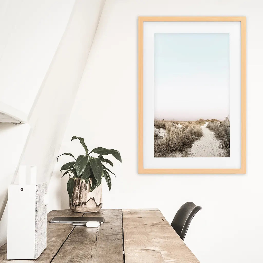 Boho Chic Beach Path Print - Sandy Trail and Dried Grass