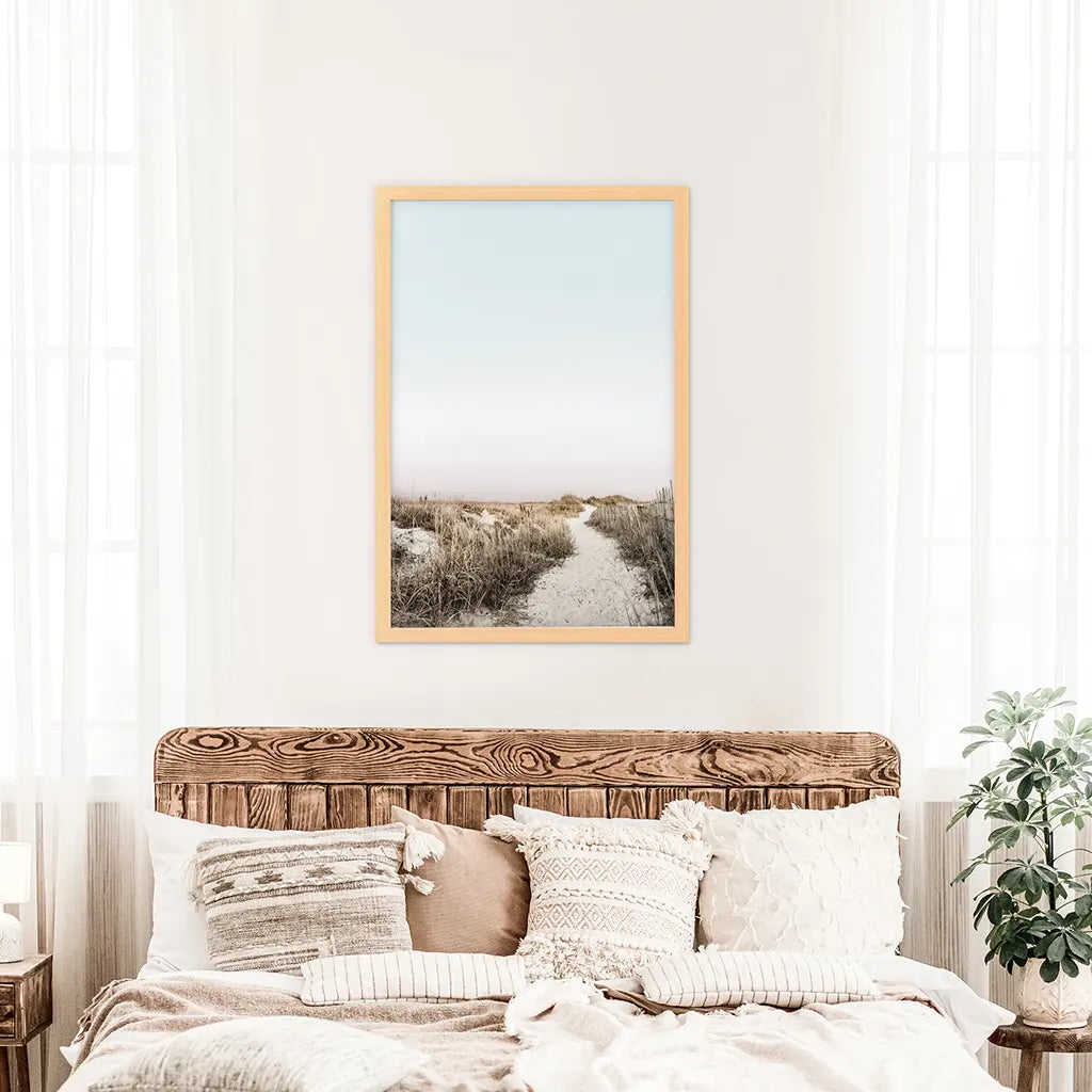 Boho Chic Beach Path Print - Sandy Trail and Dried Grass