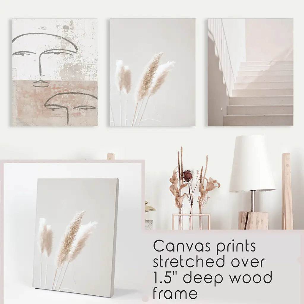 Boho Minimalist Wall Art Set of 3 Abstract Prints