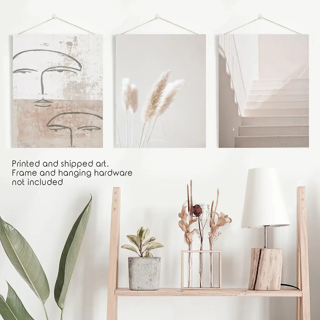 Boho Minimalist Wall Art Set of 3 Abstract Prints