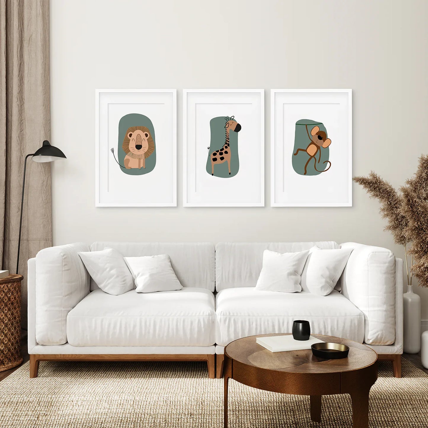 Cute Safari Baby Animals Nursery Wall Art Set of 3