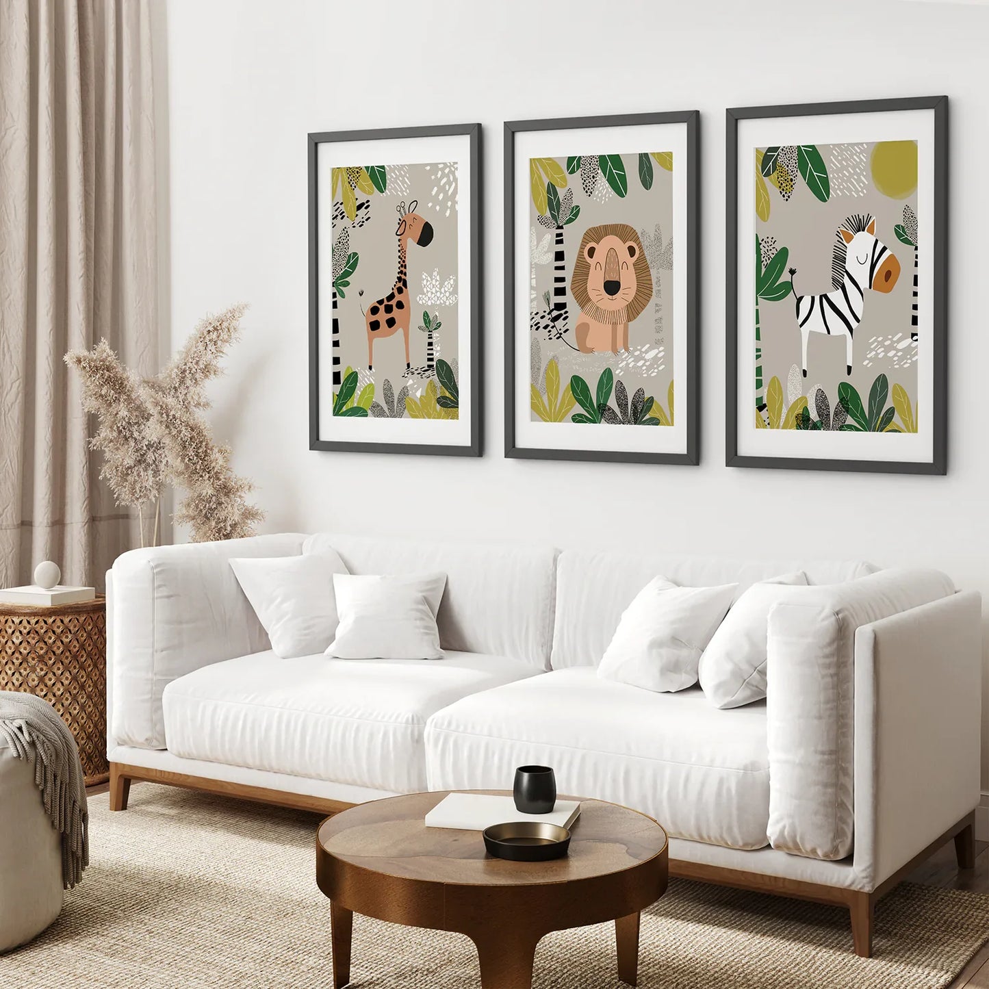 Safari Baby Animal Nursery Wall Art Set of 3