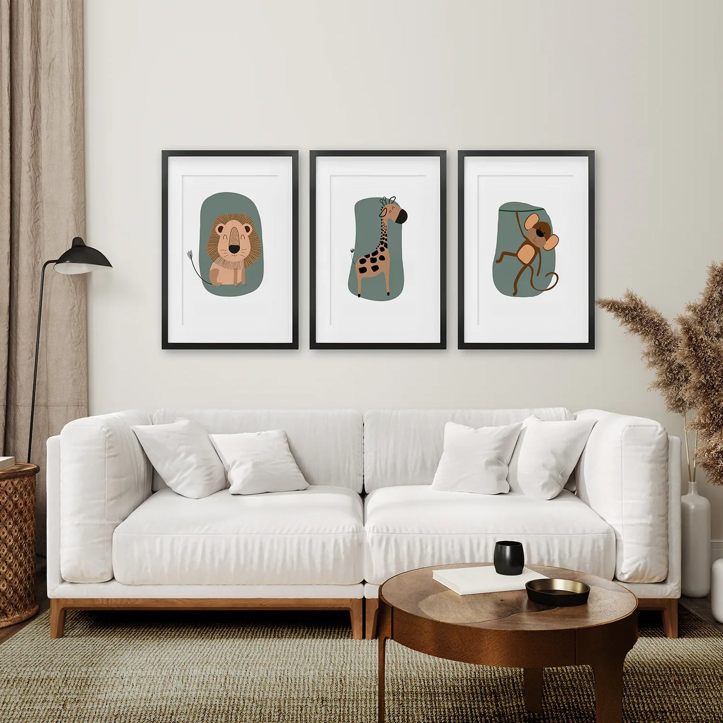 Cute Safari Baby Animals Nursery Wall Art Set of 3