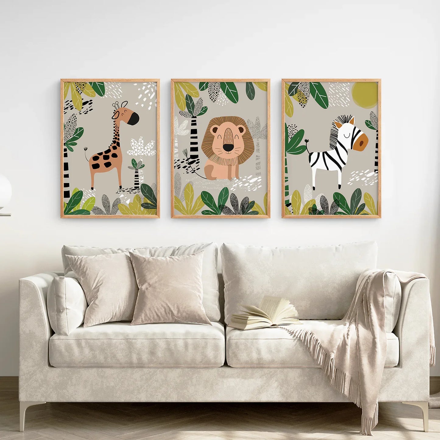 Safari Baby Animal Nursery Wall Art Set of 3
