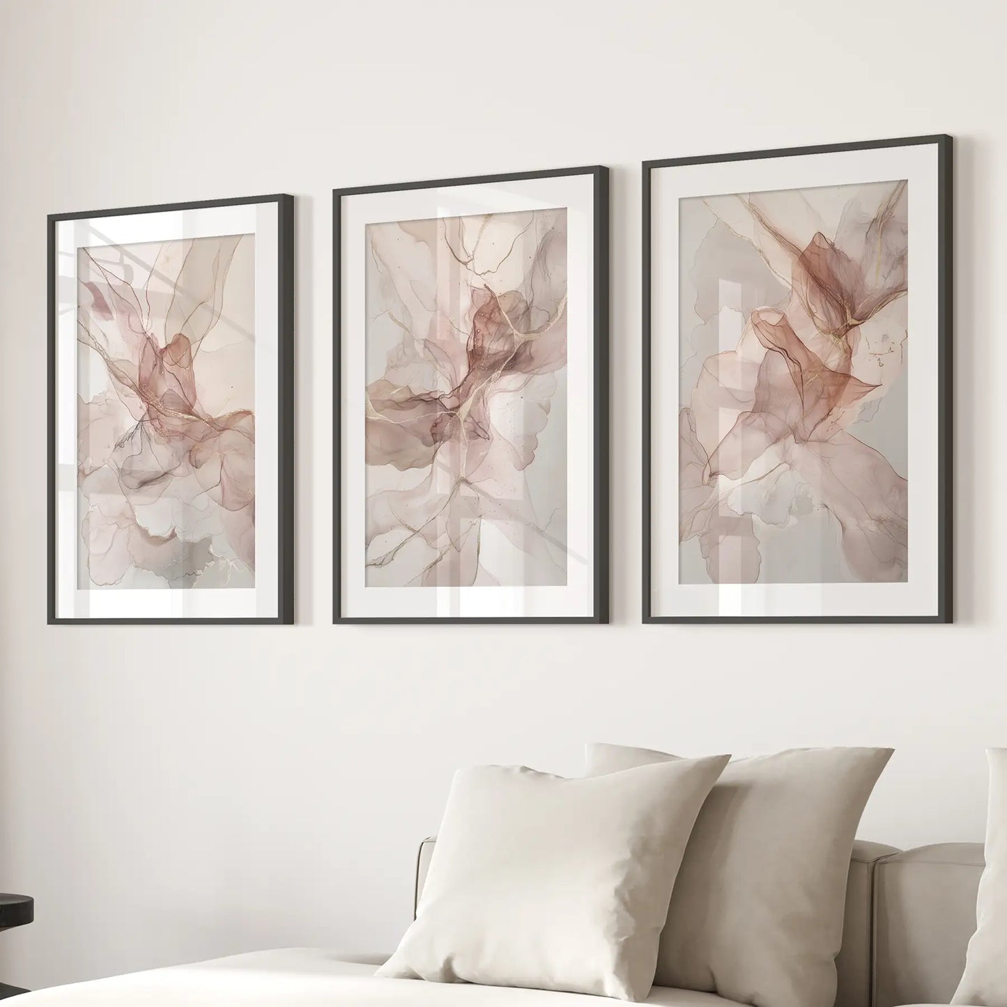 Neutral Abstract Wall Art Set of 3 Prints Decor