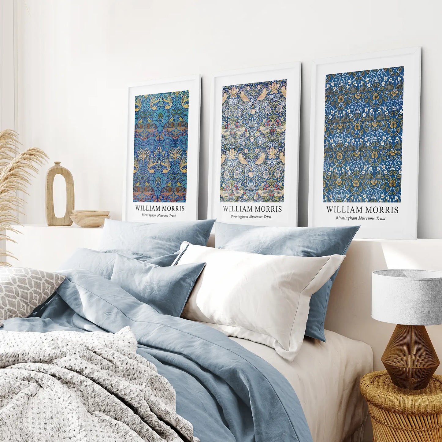 Neutral Floral Wall Art Set of 3 Vintage Pattern Prints