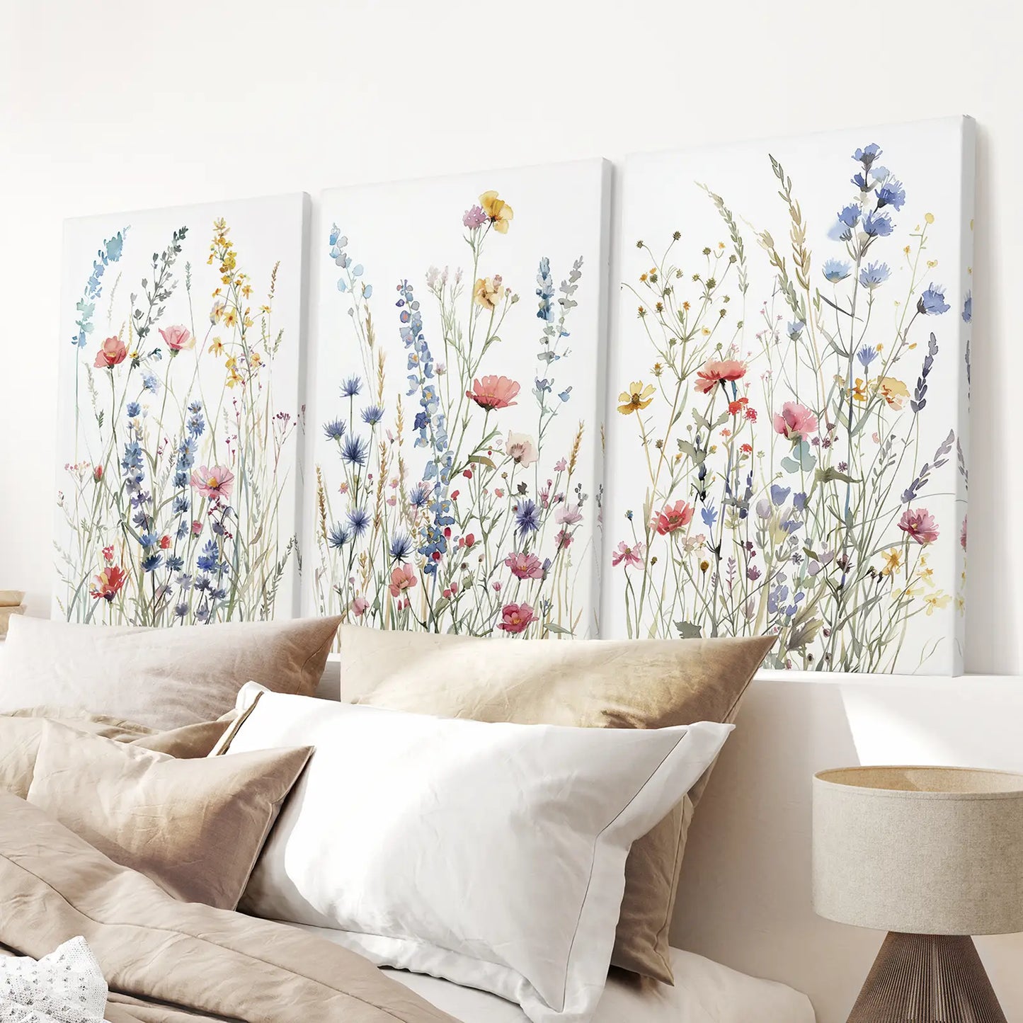 Wildflower Watercolor Wall Art Set of 3 Prints