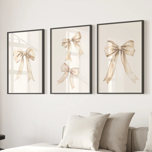 Aesthetic Bows Nursery Wall Art Poster Set of 3