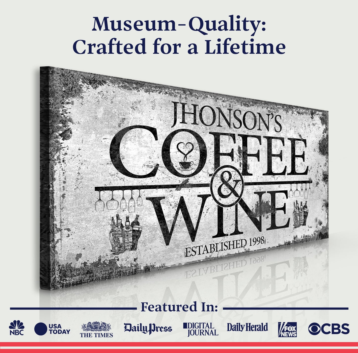 Personalized Coffee and Wine Bar Canvas Sign
