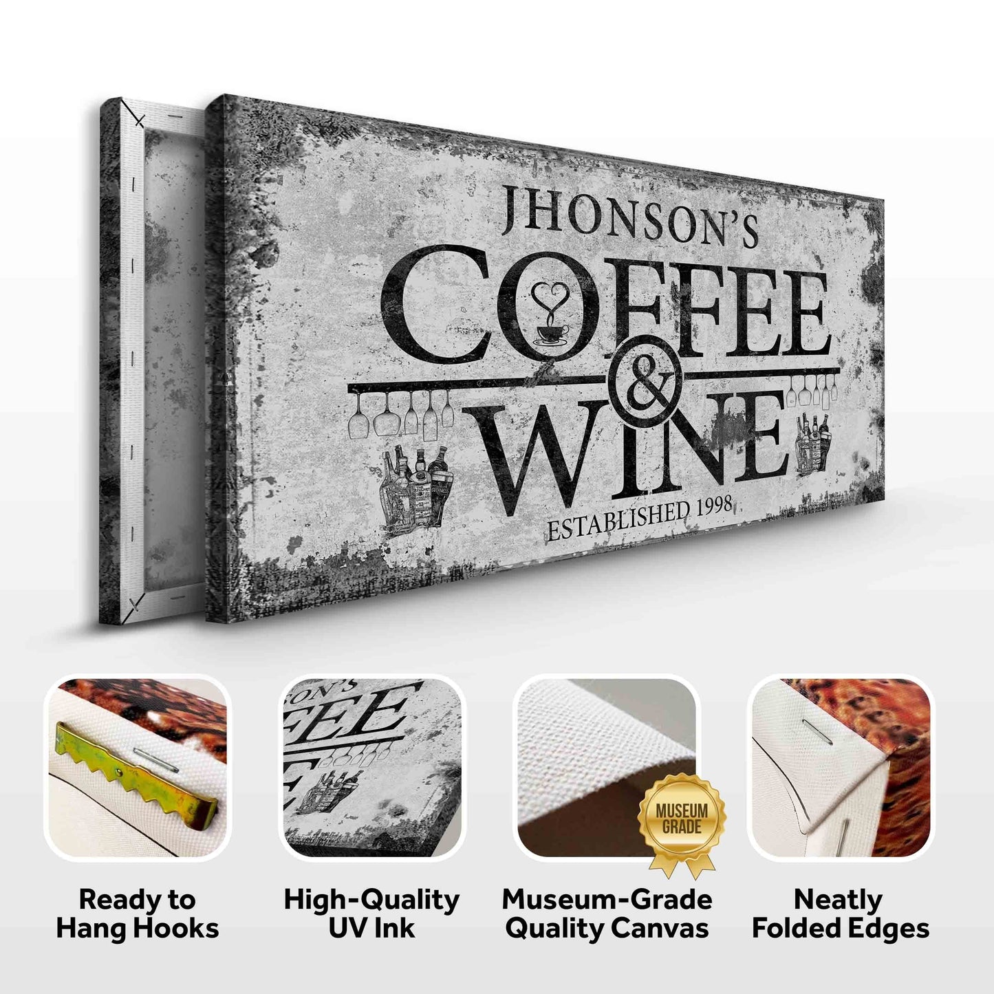 Personalized Coffee and Wine Bar Canvas Sign