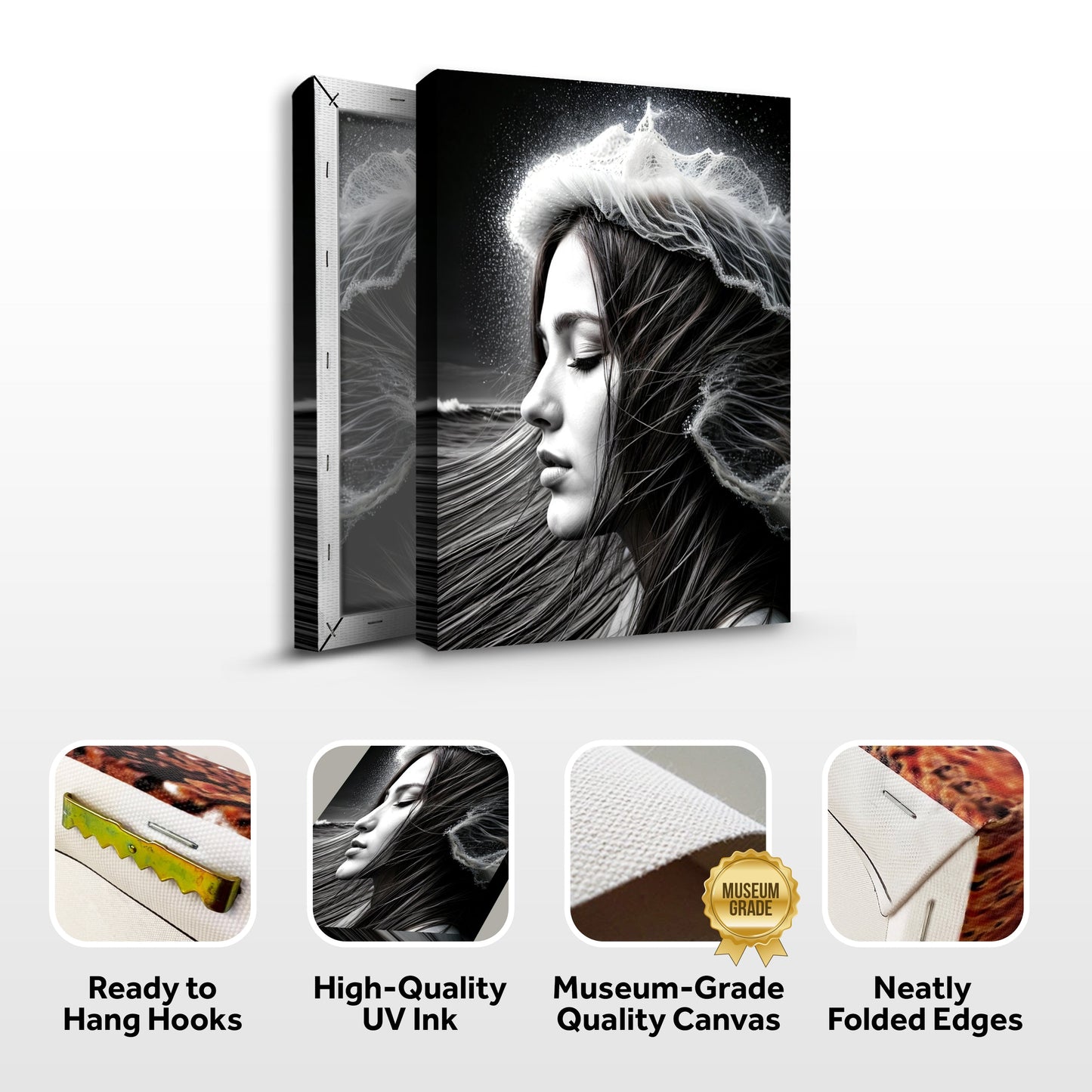 Serene Woman Monochrome Canvas Wall Art
