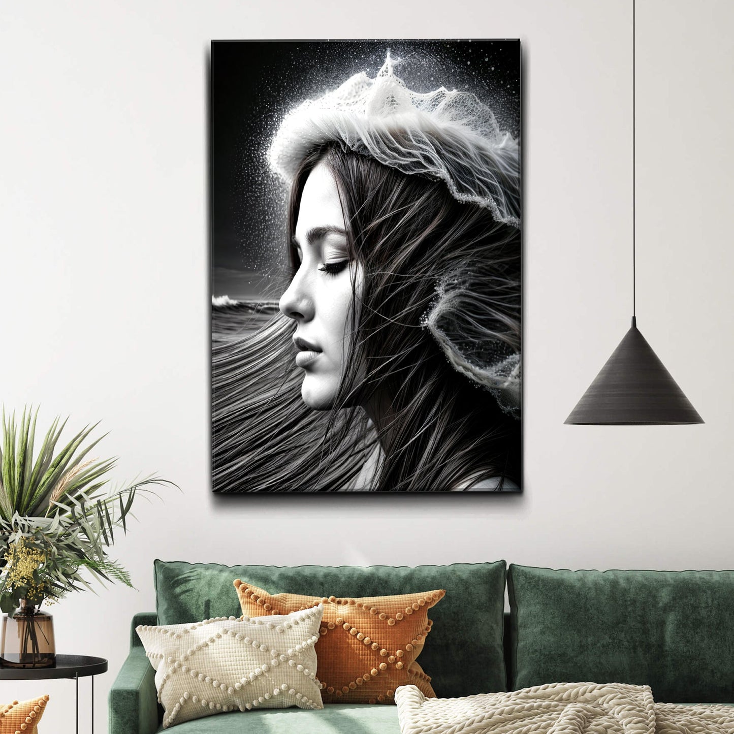 Serene Woman Monochrome Canvas Wall Art