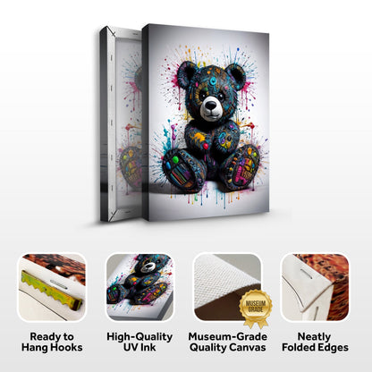 Pop Teddy Bear Colorful Canvas Wall Art