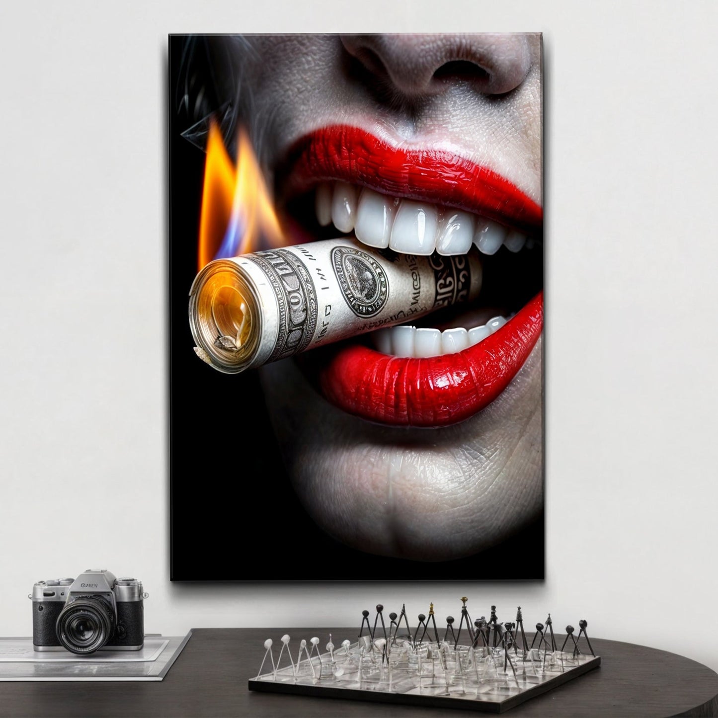 Luxurious modern abstract canvas wall art — bold glamour decor on gallery-wrapped canvas