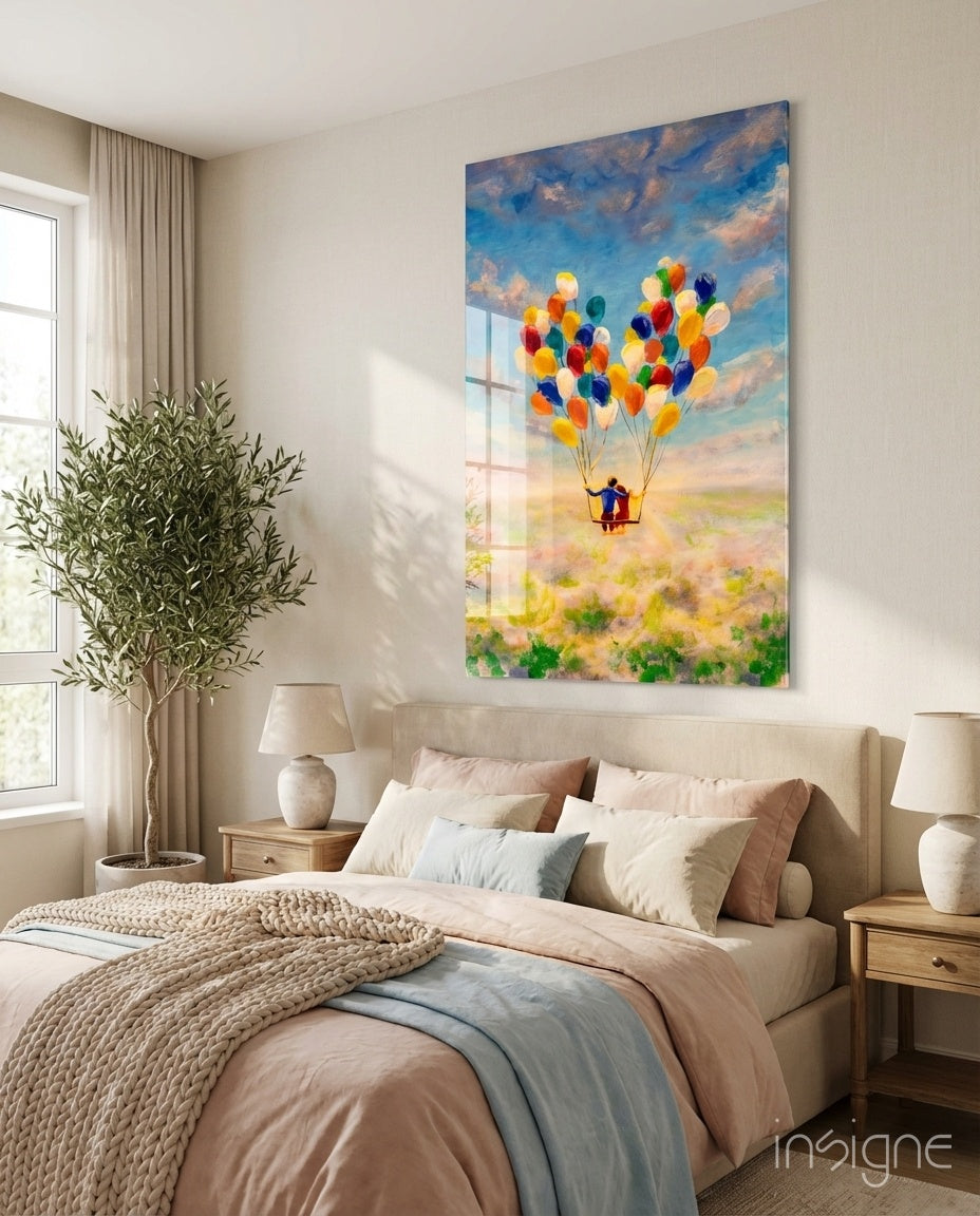 Balloon swing ride glass wall art