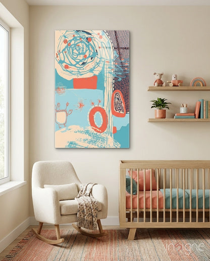 Abstract Colors glass wall art nursery doodle design