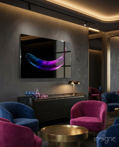 Neon Banana glow glass wall art