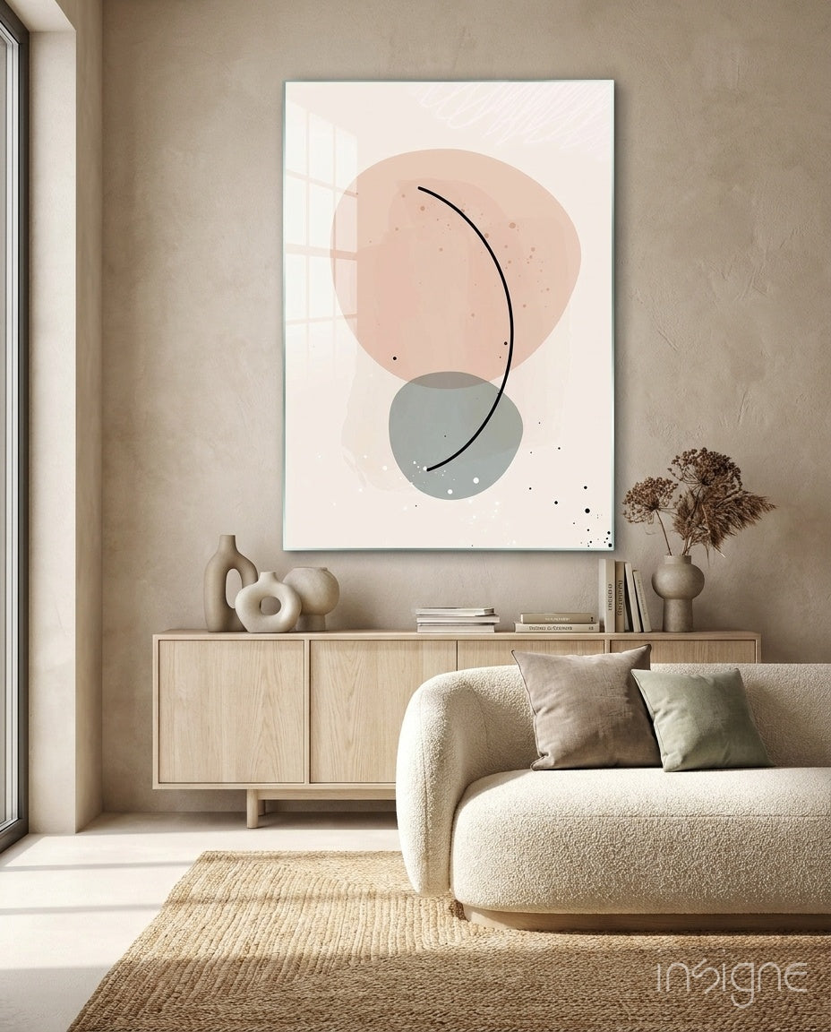 Peach arc abstract glass wall art