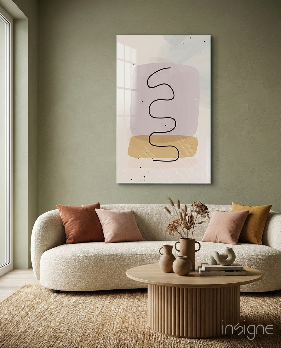 Lavender wave abstract glass wall art
