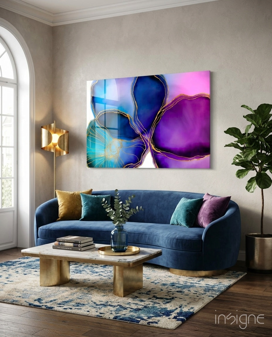 Jewel bloom glass wall art