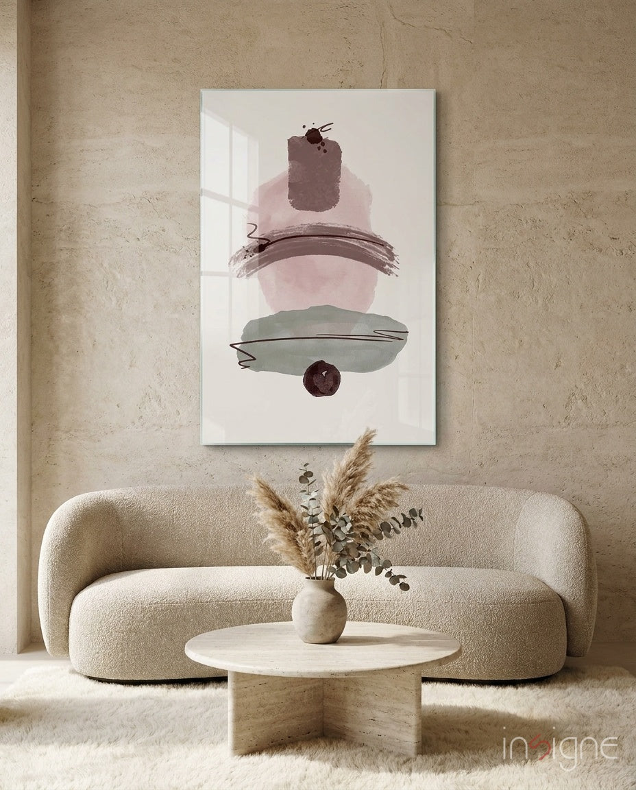 Wabi Mauve Abstract Glass Wall Art