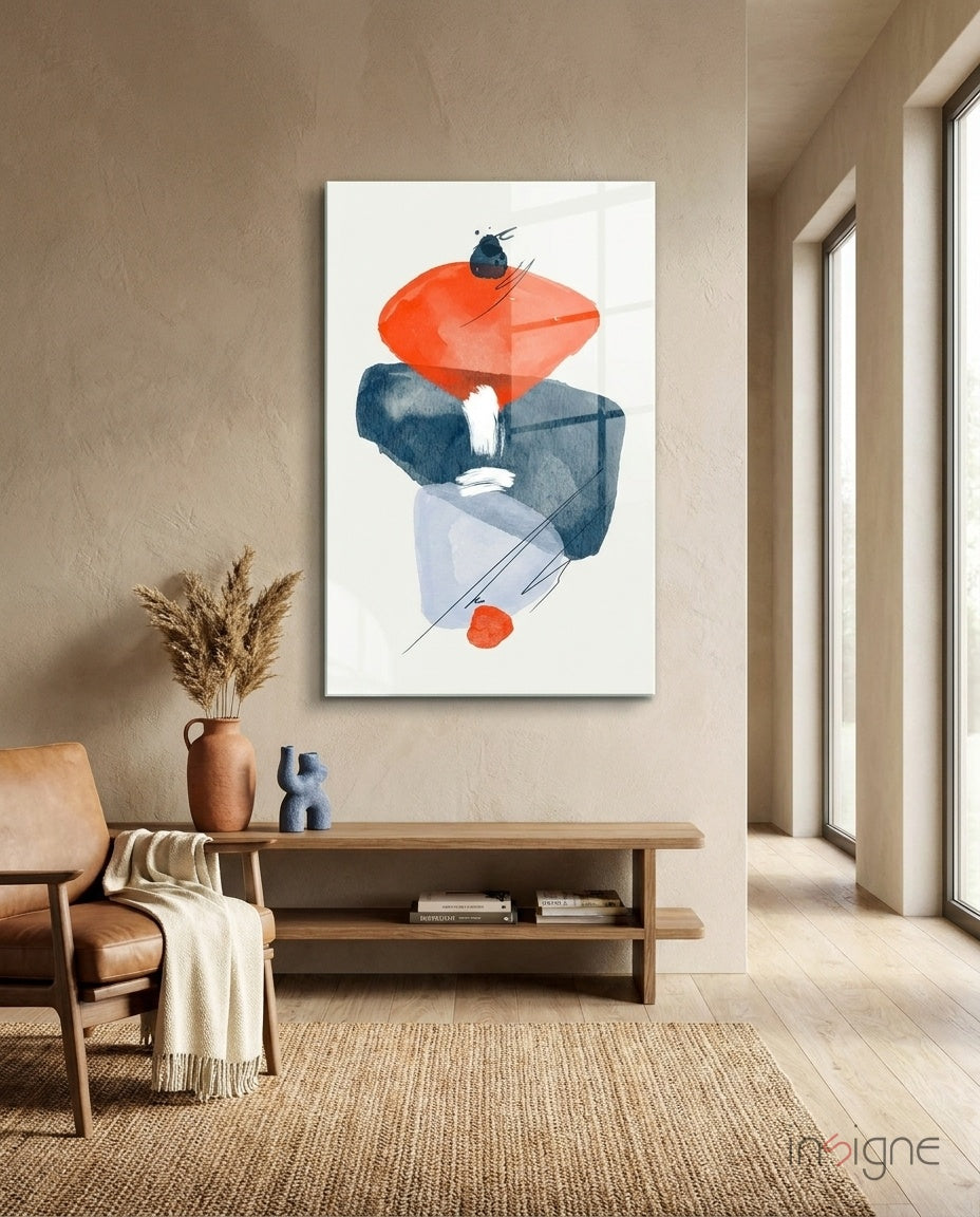 Orange Wabi glass wall art abstract design