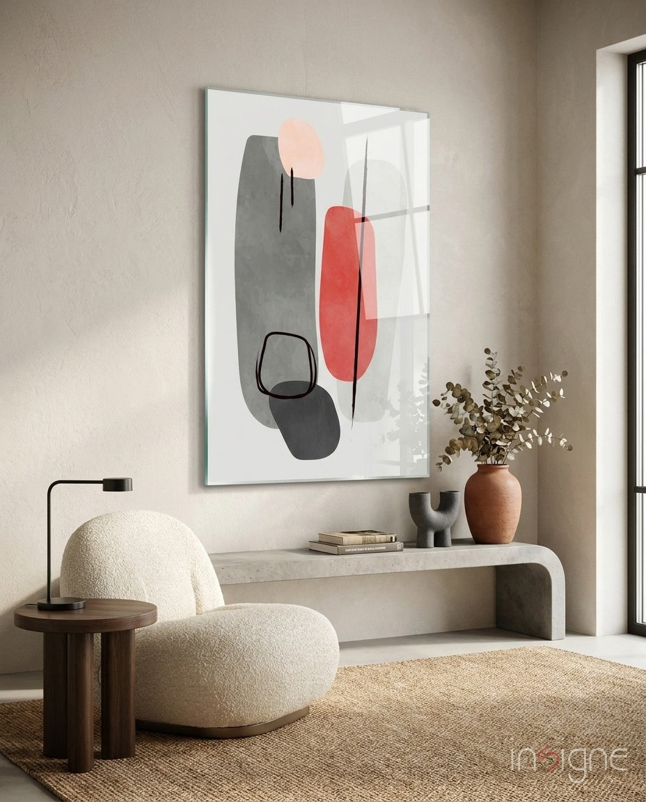 Geometric Stack glass wall art with scandi-geometric design