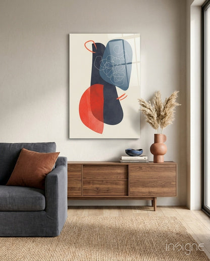 Mid-Century Forms Abstract Glass Wall Art