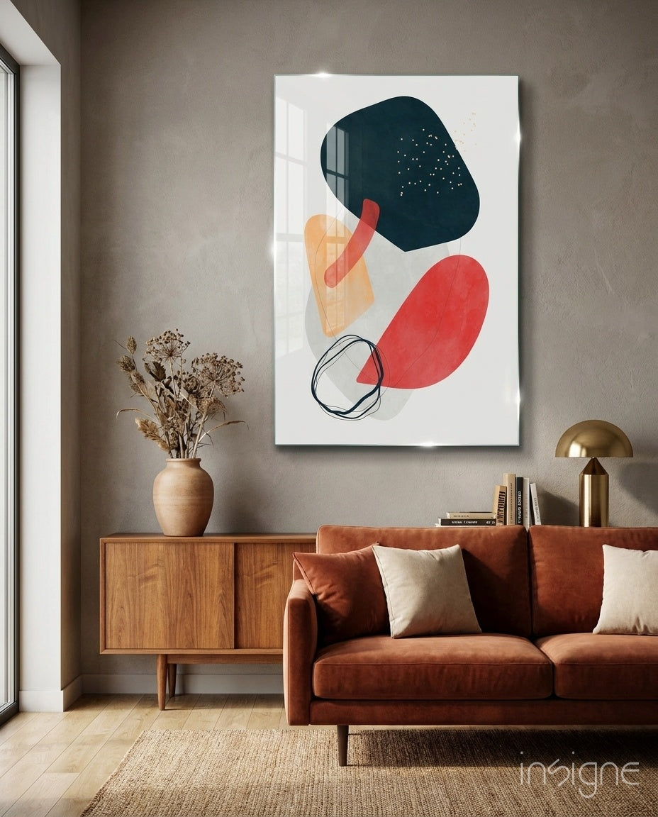 Wabi Crimson Abstract Glass Wall Art