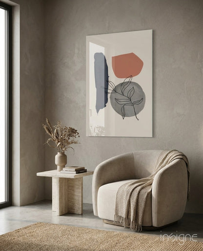 Leaf Circle glass wall art scandi botanical design