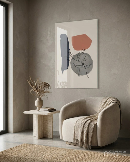 Leaf Circle glass wall art scandi botanical design