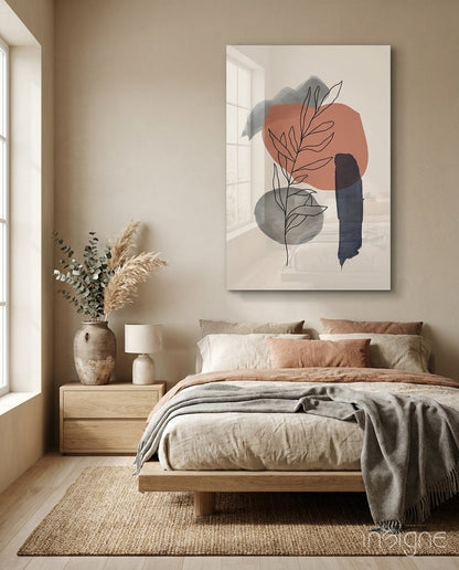 Leaf Branch glass wall art scandi botanical design