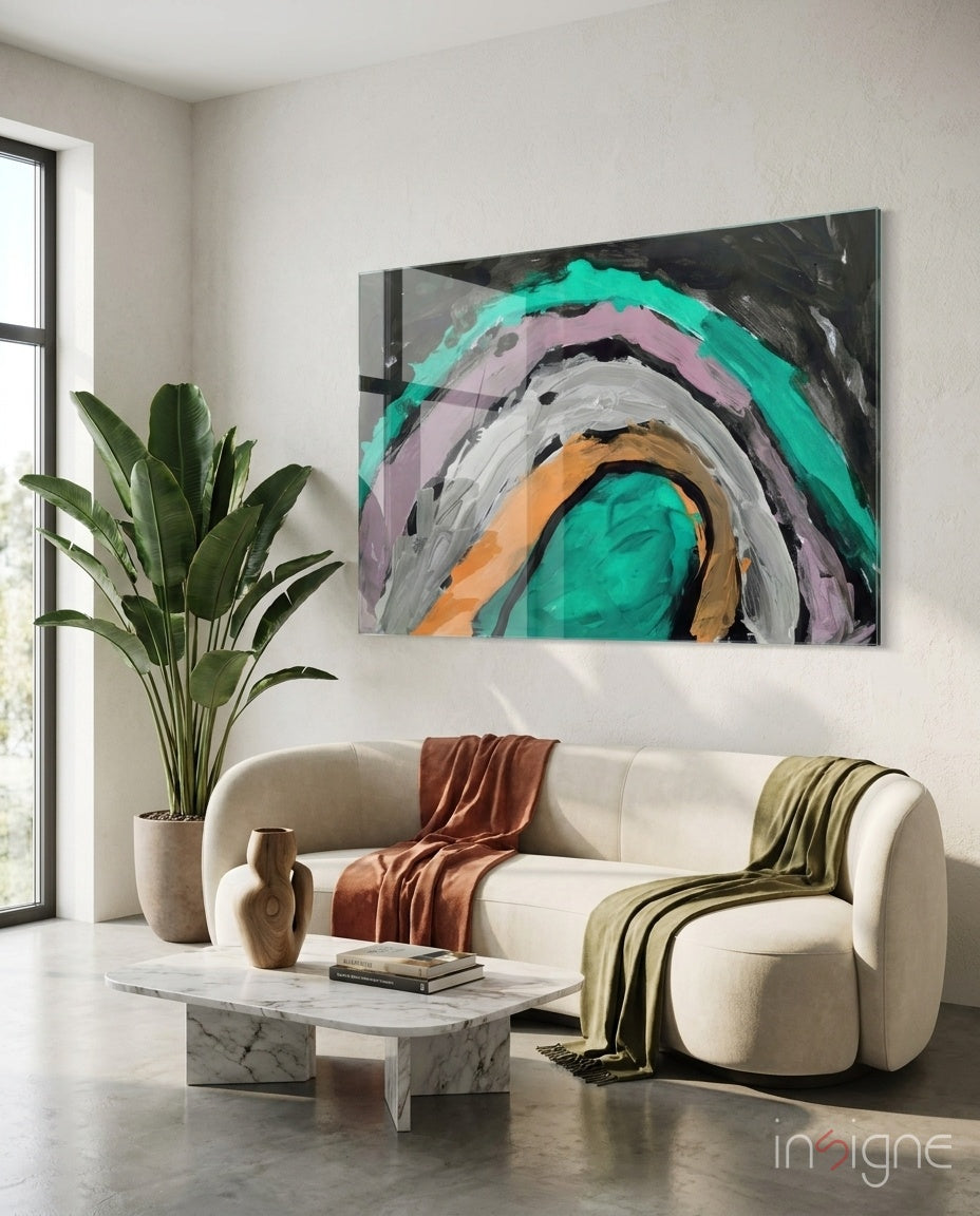 Selmin arcs abstract glass wall art